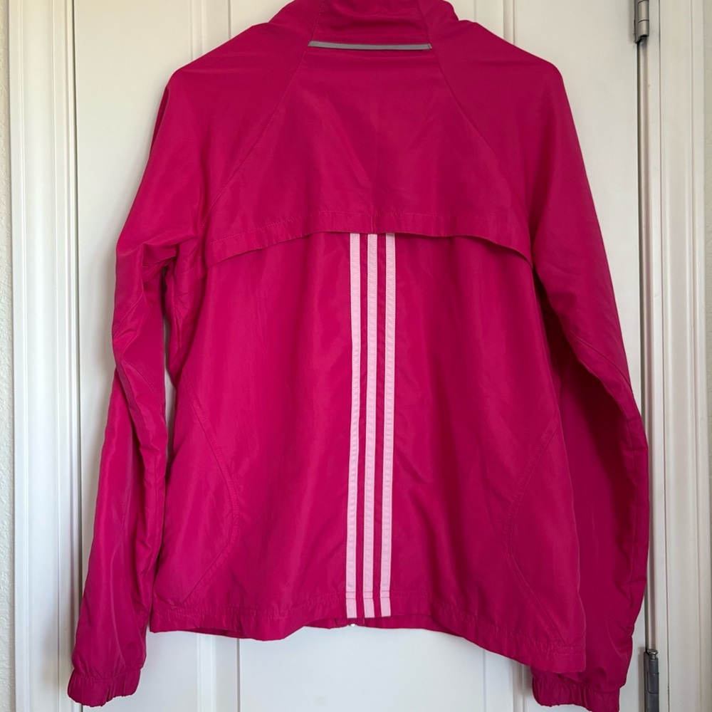 Adidas Girls Pink Zip Up Windbreaker Jacket With pockets- Size 14